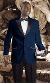  High crafted professionally Two buttons Fashion Tuxedo For Men Peak Collared with Dark color black Satin Collar Dark Navy ~ Midnight blue Navy - Three Piece Suit