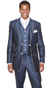  Two buttons 3 Piece Church Inexpensive ~ Cheap ~ Discounted Clearance Sale Prom Navy Extra Slim Fit Suit