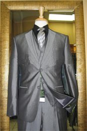 Two buttons 3 Piece Silver Shiny Inexpensive ~ Cheap ~ Discounted Clearance Sale Extra Slim Fit Prom Suit