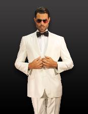  Shiny Flashy Sharkskin White 2 Button Shiny Suit For Men