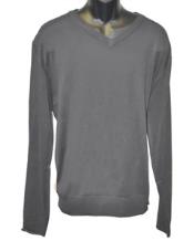  V Neck Long Slevee Dark Charcoal Sweater Cheap Fashion Clearance Shirt Sale Online For Men