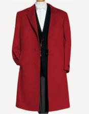 Hot Red Soft Finest Grade Of Cashmere & Wool Overcoat ~ Long men's Dress Topcoat -  Winter coat