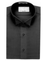  Black Wing Tip Collared 1/4 Pleats Tuxedo Cheap Fashion Clearance Shirt Sale Online For Men