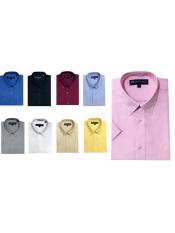  Short Sleeve Button Down Shirts Cotton Blend Oxford Multicolor