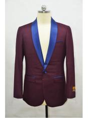 One Button  Affordable Cheap Priced Unique Fancy For Men Available Big Sizes on sale Men's Shawl Lapel Burgundy-NavyBlue Flap Two Pockets Blazer
