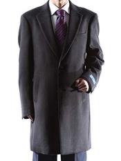 Men's Caravelli Two Button 3/4 Length Black Long men's Car Coat Dress Topcoat - Winter coat
