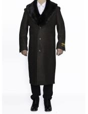  Brown men's Big and Tall Large Man ~ Plus Size Long men's Dress Topcoat - Winter coat Outerwear Coat Up to Size 68 Regular Fit Wool Overcoat