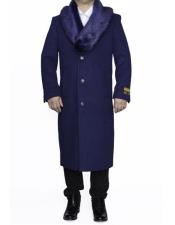  men's Big and Tall Large Man ~ Plus Size Wool Overcoat Indigo Blue Outerwear Coat Up To Size 68 Regular Fit Long men's Dress Topcoat -  Winter coat