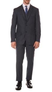 men's 3pc Herringbone Ferrecci York Navy Slim Fit Suit