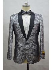  Black and Silver Suit Printed Affordable Priced Unique Tuxedo