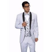  men's Capri Black and Silver Suit Fully-Lined Dry Clean Tuxedo