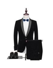 Velvet Shawl Collar men's Velvet Suit Pants Black Color Tuxedo Looking Perfect
