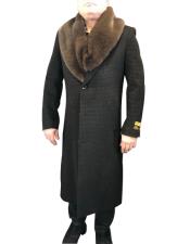  Houndstooth Cashmere Blend Overcoat ~ Long men's Dress Topcoat -  Winter coat men's Brown & Black Mixed Tweed ~ Herringbone