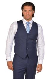  men's Blue Groomsmen - men's Vest ~ Waistcoat ~ Waist coat & Tie & Matching Dress Pants Set