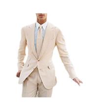  men's Beach Wedding Beige Attire Menswear Suit                