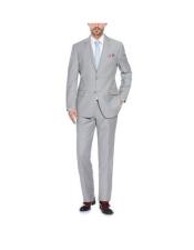 Renoir Suits - Renoir Fashion Men's Grey  Classic Fit Solid Pattern  Polyester Verno Suit