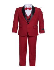  Perfect for Prom men's Shawl Lapel Boys Red One Button Closure Tuxedo Set - Toddler Suit