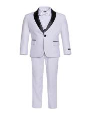  men's White 1920s 1940s men's Fashion Vintage Style Boys Shawl Lapel Tuxedo Set - Toddler Suit