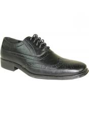  men's Wingtip Black Rubber Outsole Square Toe Lace Up Shoe
