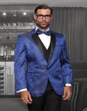  Modern Fit Bellagio 1-Button Notch Tuxedo - Royal Blue Prom Suit
