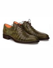  Mens Olive Leather Lace Up Cap Toe Shoe - Mens Green Dress Shoes
