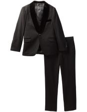  men's and Boys Black Velvet Collar Tuxedo - Toddler Suit