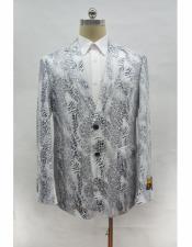  men's Alligator Python Snakeskin Ostrich Looking White Blazer Sport Coat Sale Print Snake Jacket 