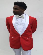  men's  Shawl Label  Suit Red and White
