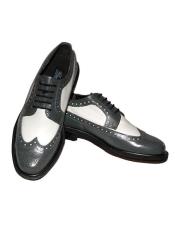  1920s - men's Grey Dress Shoes - Gray Dress Shoe Mobster Gangster Spectator shoes Zoot Style 50s Grey~White Shoe 