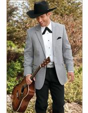  men's Button Closure Gray Wedding Cowboy Suit