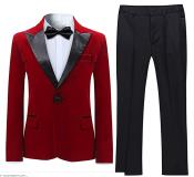  Velvet Suit Jacket & Pants Red Tuxedo (Including Black Pants)