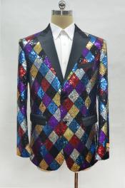 Rainbow Tuxedo with Matching Bow Tie Men's Rainbow One Chest Pocket Peak Lapel Prom Blazer