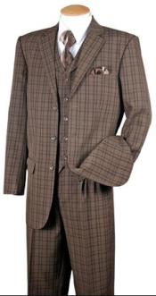 Fortino Landi Men's 3 Piece Gangster Pinstripe Wool Feel Suit w/ Vest 2911 