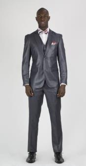  Graduation 2 Button Slim Fit Suit For Boy / Guys Charcoal