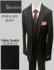  Wool/Silk Black Solid Vested