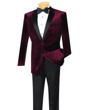  men's 2 Button Wine Velvet Tuxedo velour men's Blazer Jacket