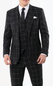 Black Windowpane Suit