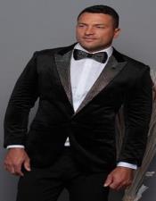  Black and Silver Lapel Velvet men's blazer Perfect For Prom & Wedding With Matching Bowtie Tuxedo Jacket