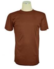  Mock Neck Light Brown Short Sleeve T.Shirt