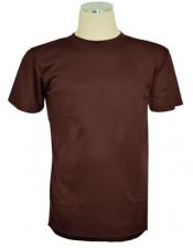  Short Sleeve Chocolate Brown Mock Neck T.Shirt
