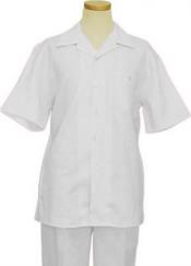  2 Piece Summer Walking - men's All White Linen Suit- Casual Suits For Men - Mens Leisure Suit
