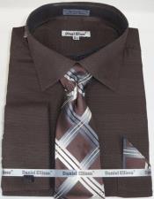  Brown Chocolate Geometric Paisley Pattern Colorful Mens Fashion Dress Shirts and Ties