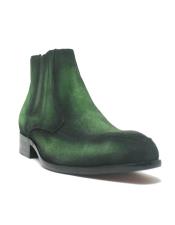  Mens Leather Suede Chelsea Boots Emerald - Mens Green Dress Shoes