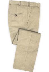  men's Flat Front Wheat Linen Fabric Pants