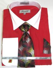  Mens Fashion Dress Shirts and Ties Red Colorful men's Dress Shirt