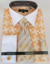  Peach Colorful Mens Fashion Dress Shirts and Ties