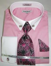 Pink Colorful Men's Dress Shirt Mens Fashion Dress Shirts and Ties 
