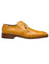  men's Gold Color Square Toe Style Alligator Shoes