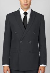 Men's Charcoal Grey Double Breasted Suit - Wool