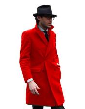  Double Breasted Three Quarter Coat - Cashmere and Wool Topcoat + Style# Manhattan Red